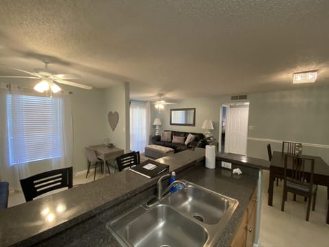Kitchen overlooking Living Room