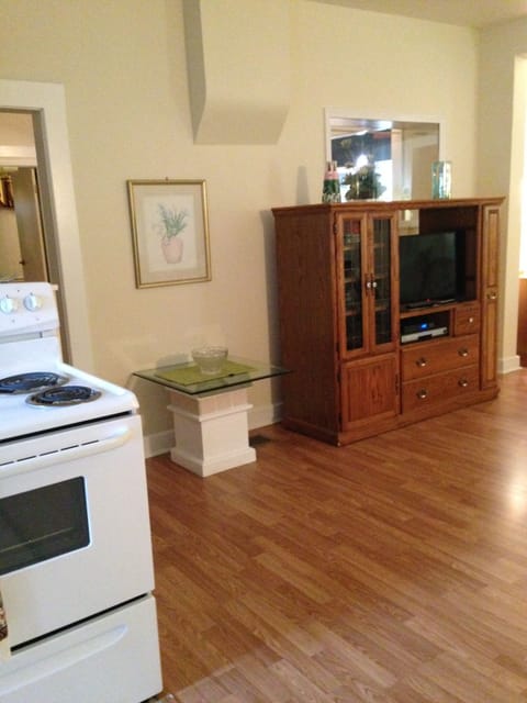 TV& games, also coach linens kept in cabinet 