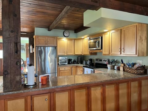 Fully stocked kitchen. Pots pans dishes silverware coffee makers. Air frier 