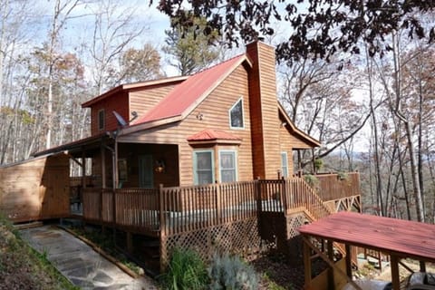 Iotla Valley Cabin Entry View. Wrap around porches and panoramic mountain views.