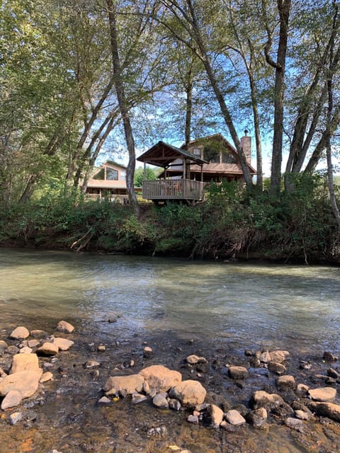 View of both chalets from the Nottely River.