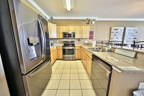 Fully stocked kitchen.