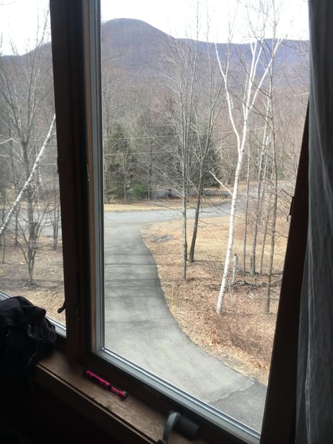 View from 3 twins bedroom in winter. The mountains are always there, watching us