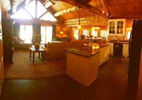 The cabin features an open floor plan for your group