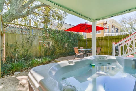 Back Patio Hot tub under cover in case of rain