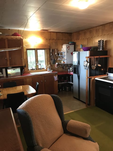 Kitchen fully stocked, not fancy but everything you need