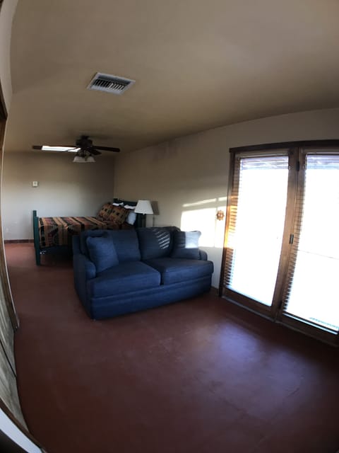 This loveseat converts to a full size sleeper.