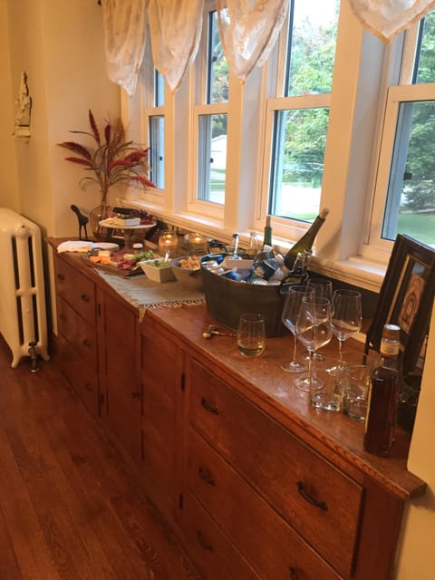 Great entertaining space with this original built in buffet. 