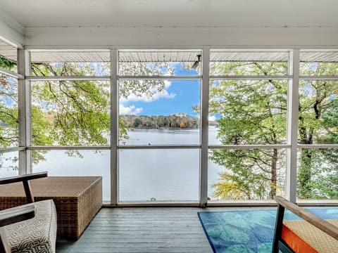 Screen porch gives you a panoramic view of the lake