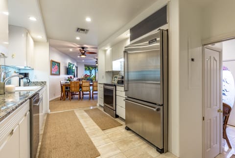 Large refrigerators, stove top, Viking dishwashers, microwave Side B 