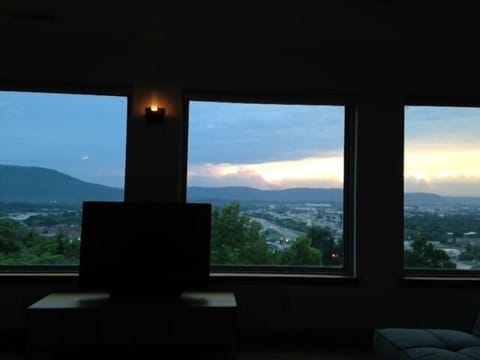 Dusk overlooking downtown Chattanooga and Lookout Mnt to the left.