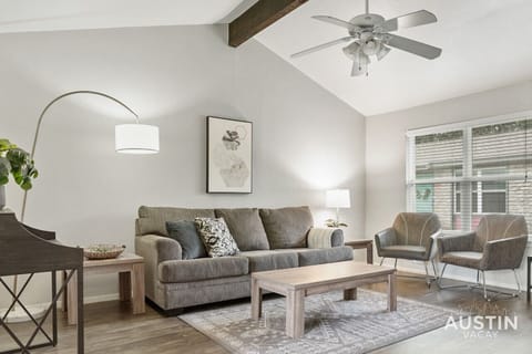Living room with sleeper sofa and smart tv