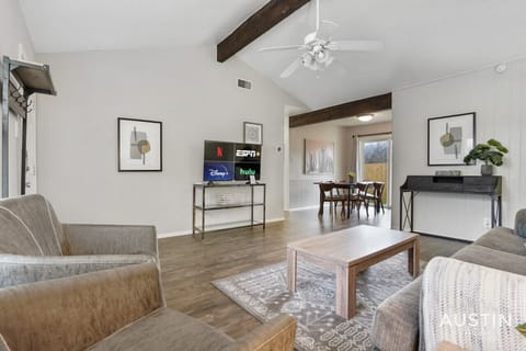 Living room with sleeper sofa and smart tv