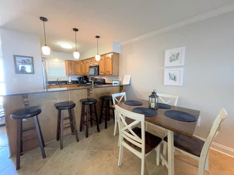 dining area view into the kitchen