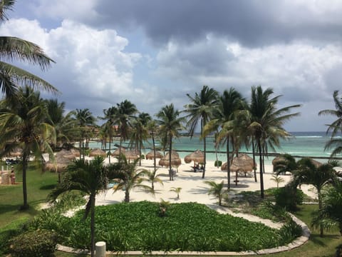 View of the beach and the Caribbean from the patio deck of VDM C 205