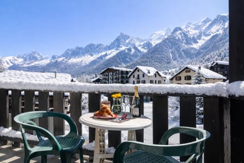 Private balcony with a mountain view