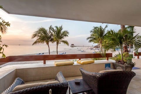 Walk off the terrace and straight on to the beach