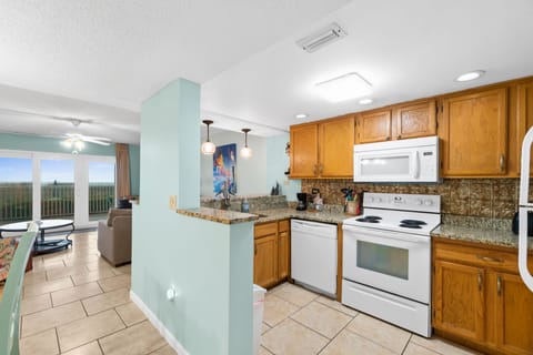 Fully stocked kitchen.