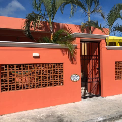Casa Maare entry. Breeze blocks for light, air and view from the private patio.