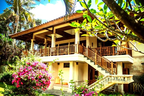 View from pool and garden