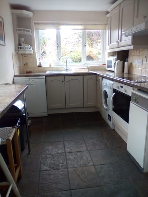 View of kitchen and out into garden