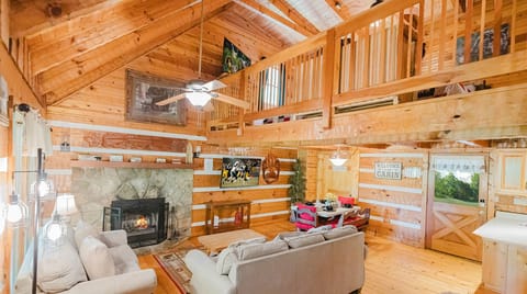 Indoors, Furniture, Living Room, Fireplace, Ceiling Fan