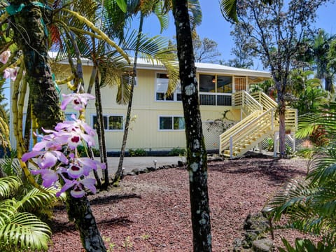 Melemele house is on beautiful Kaloli point.  Enjoy the orchids, & other flowers