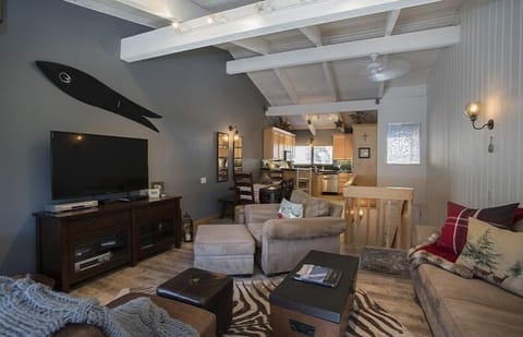 Large TV and a comfortable place to relax.