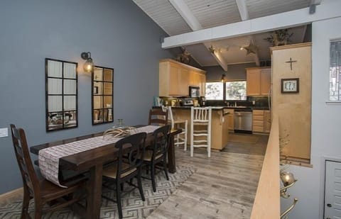 Large dining table for six.