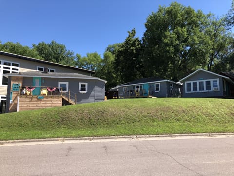 View of all three cabins on property 