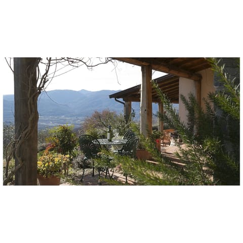 A glass of wine on the terrace