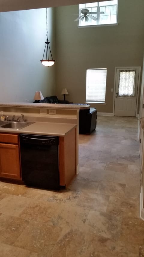 View from Kitchen to Dining and Living area.