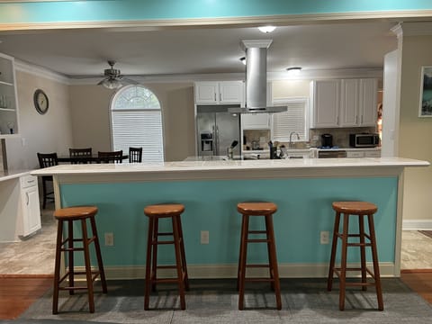 Bar top with bar stools