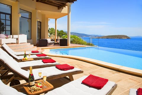Sunbeds by the pool