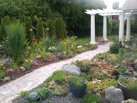 The house's South side gardens.  