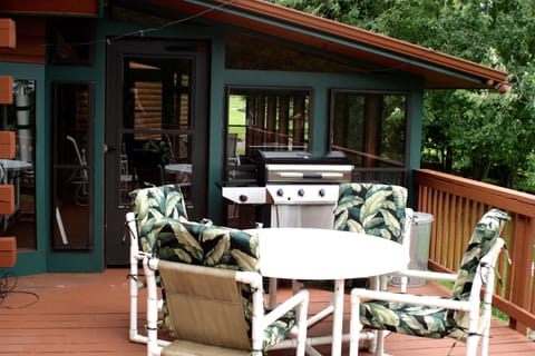 Open porch table and grill area