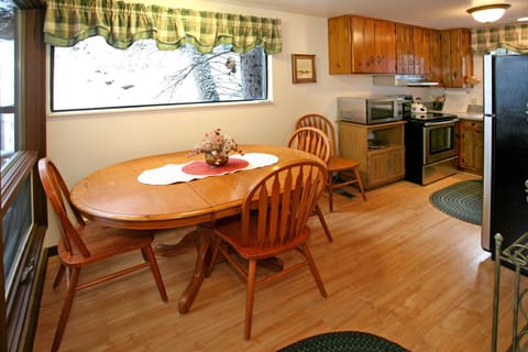 Dining table seats 4.