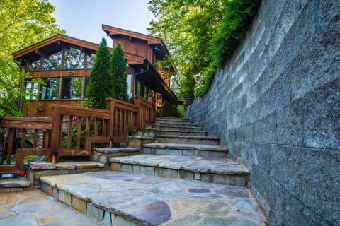 Blue stone steps leading to the entrance
