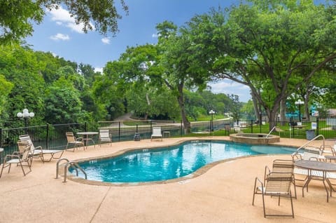 Relax poolside after a day of flotation fun!