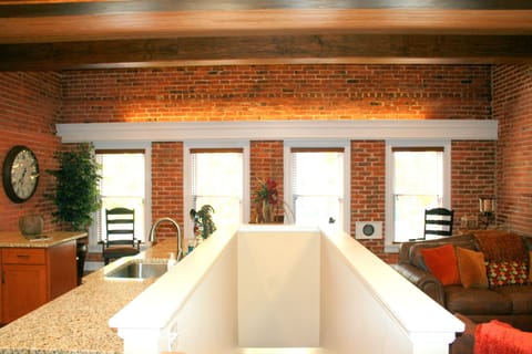 Spacious, bright and relaxing great room offers a gorgeous view of Main Street
