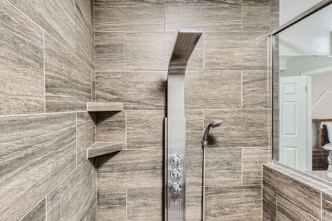 The rainfall shower at the master bath