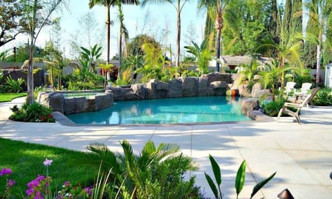Outdoor Oasis with In-ground Rock Waterfall Pool with Jacuzzi
Resort Style Pebble-Tech Rock Pool w/Inground Jacuzzi
