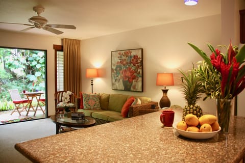 View of back lanai, sitting area from kitchen