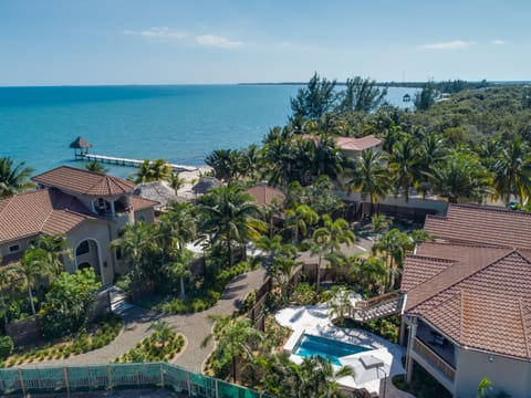 Aerial view from the north showing Seahorse Villa (lower right corner) 
