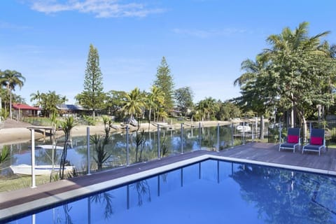 Swimming pool and open water canal 