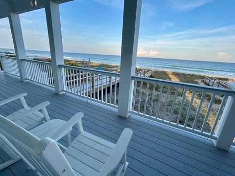 Plenty of seating on the large main oceanfront deck