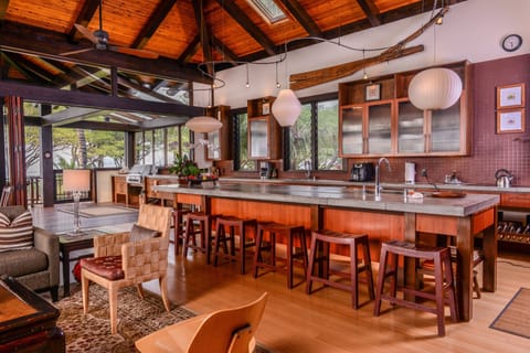 Large open kitchen with every item imagined including espresso  
maker