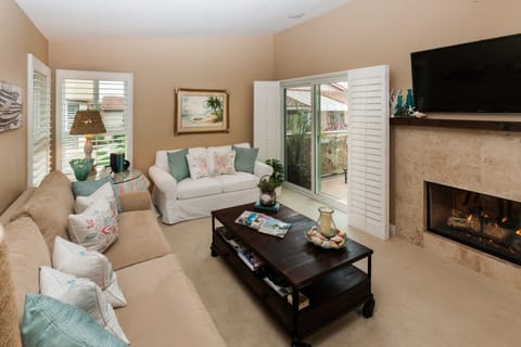 Beautifully decorated, cozy living room to reconnect with family and friends