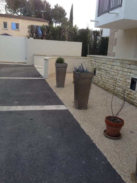 Pathway leading to the underground garage