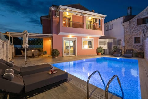 Evening elegance of property and pool